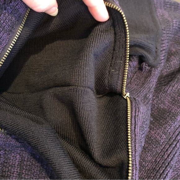 Lululemon Wrap It Up dark purple elbow patch side zip merino wool cardigan 8 - Picture 6 of 16